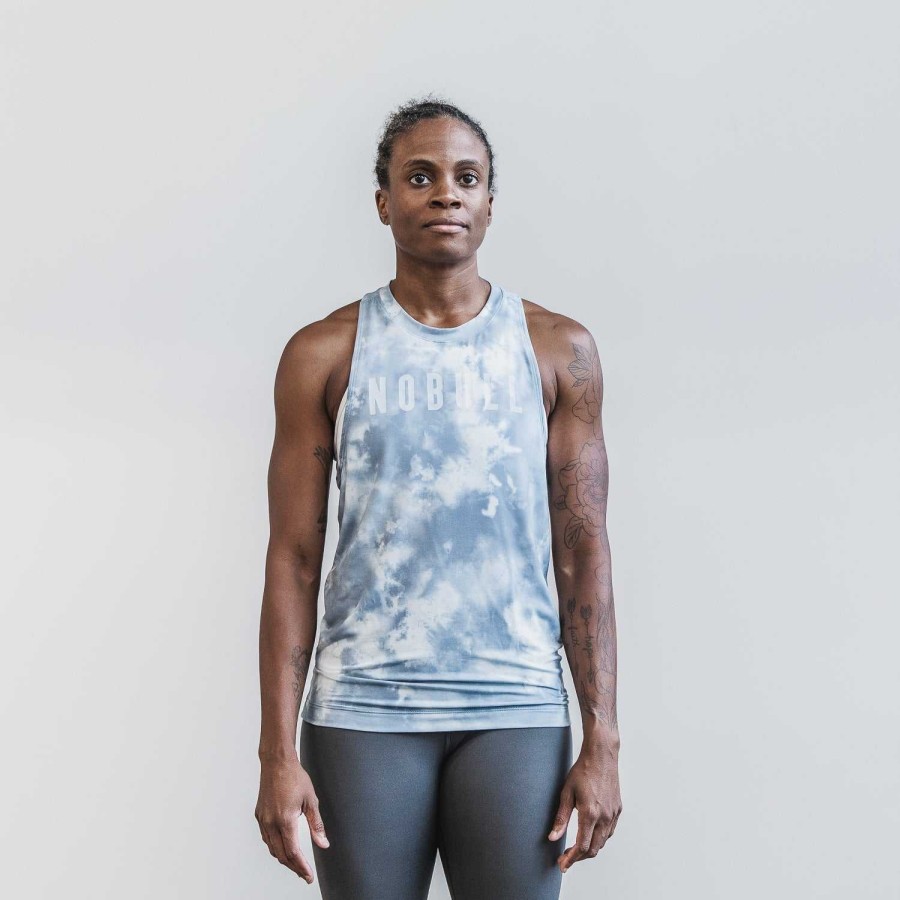 Women NOBULL Tanks | Women'S Tie-Dye Nobull High-Neck Tank Ice Blue & Slate Tie-Dye